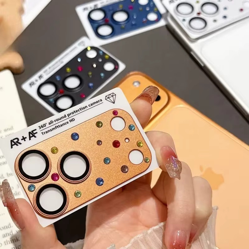 Glitzer Strass Metall Kameralinsenschutz für Apple iPhone 17 Pro Max und iPhone 17 Pro in Transparent - Bild 3