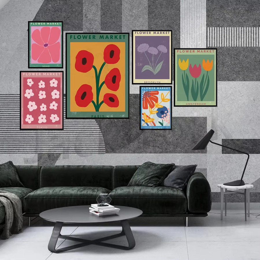 ReachMani Tokio Blumenmarkt Reiseplakat als druckbare Wandkunst im botanischen Retro-Boho-Stil, mehrfarbig - Bild 1