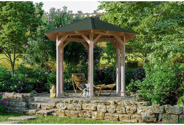 SKANHOLZ Pavillon Colmar 1 aus Douglasie Vollholz, sechseckig, beige, B/H/T: 360 x 312 x 292 cm - Bild 1