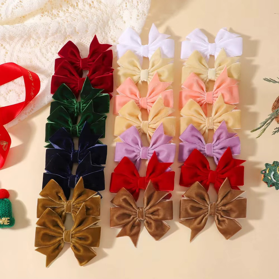 Haar Clips BABY BOWS, Samt Bogen, Rot Grün, Kinder - Bild 2