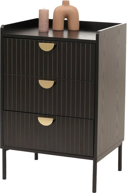 MCW Kommode O39 Highboard mit 3 Schubladen in Schwarz mit Lamellen-Design, B/H/T: 95 x 42 x 50 cm - Bild 1