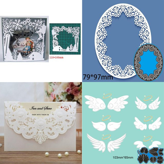 Metall-Stanzform Schneeflocken und ovale Spitze für Scrapbooking und Grußkarten - Bild 1