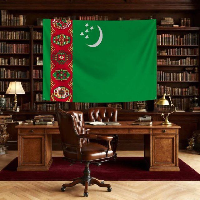 Turkmenistan-Flagge aus Polyester als Banner mit vier Löchern für Outdoor-Dekoration und Raumgestaltung - Bild 1