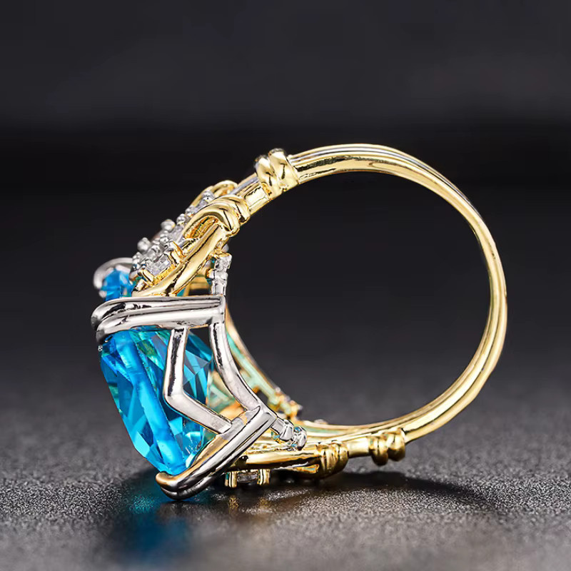 Huitan Ring, Bicolor, blaue Zirkonia, Damen - Bild 4