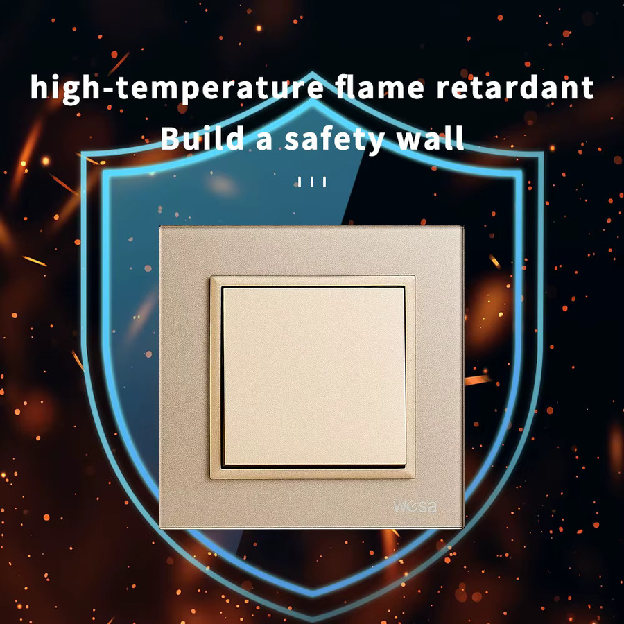 WESA Lichtschalter Gold mit Kristallglas-Panel, 1-fach, 1-Wege, 16A 250V AC, flammhemmend - Bild 3