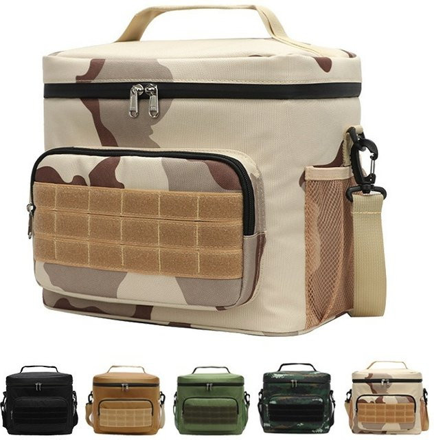 XIAOJIE Tragbare taktische Thermobox Lunchtasche in Sand und Multicolour mit verstellbarem Schultergurt und Isolierung - Bild 1
