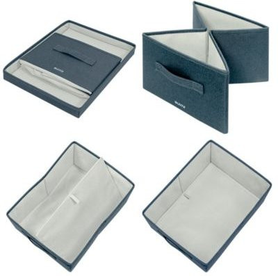Leitz Stoff-Aufbewahrungsbox mit Deckel Fabric in Grau und Blau, faltbar, B/T/H: 33,0 x 32,5 x 38,0 cm - Bild 2