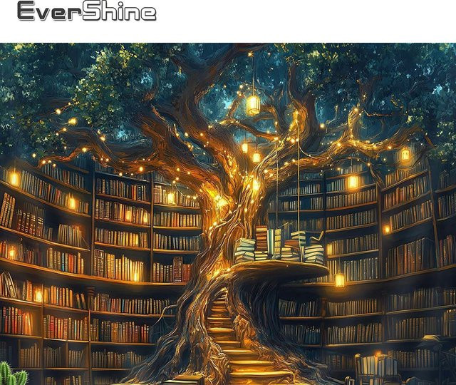 Evershine Kreuzstich Bastelset Landschaft mit Baum, unbedruckt, 11 CT, Multicolor, Breite: 40 cm, Höhe: 30 cm - Bild 1