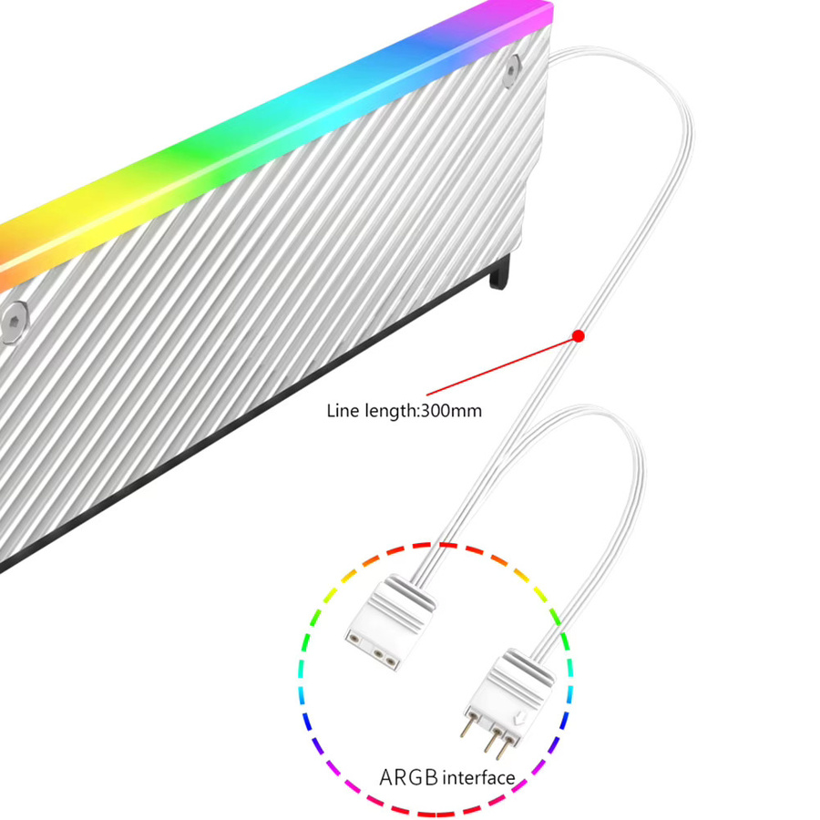 ALLOET ARGB RAM-Kühlkörper Radiator aus Aluminiumlegierung in Silber für DDR2 DDR3 DDR4 DDR5 Desktop-PC-Speicher mit 5V 3PIN Anschluss - Bild 4