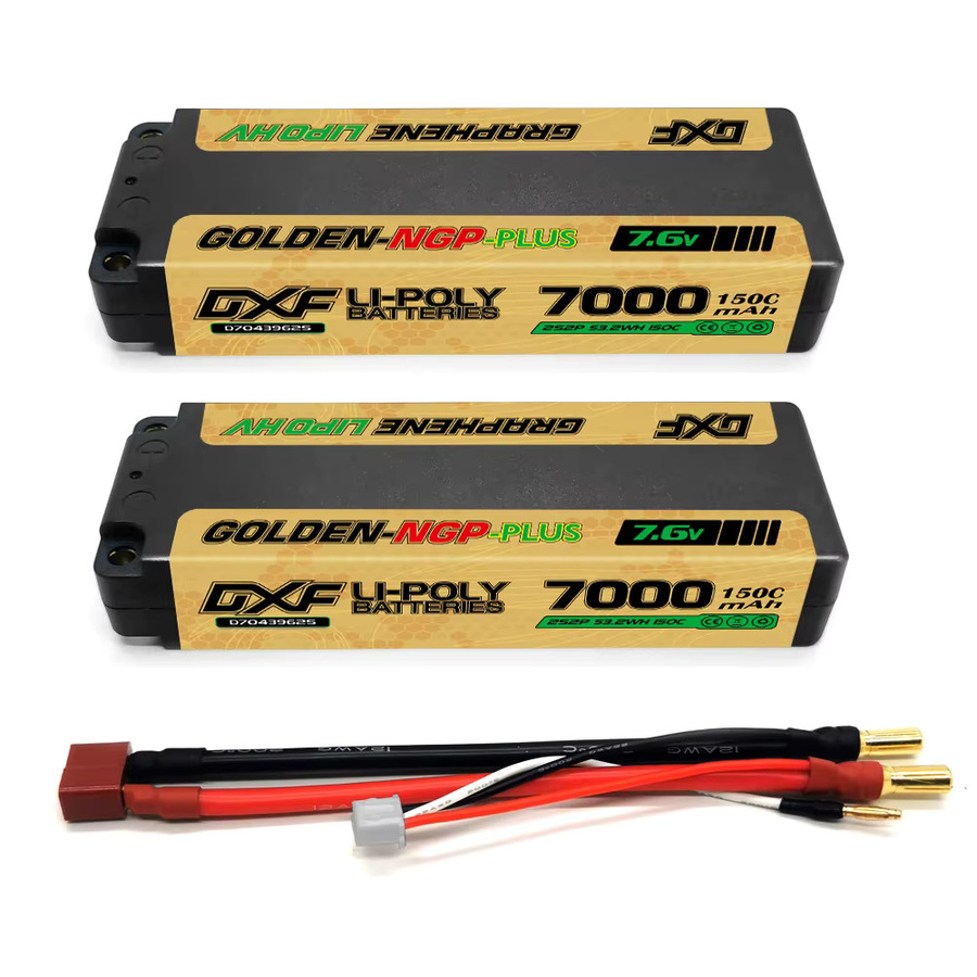 DXF 2S Lipo Akku 7,6V 7000mAh 150C Middle NGP Hardcase mit 5mm Stecker für RC Auto Boot LKW Flugzeug UAV Racing - Bild 3