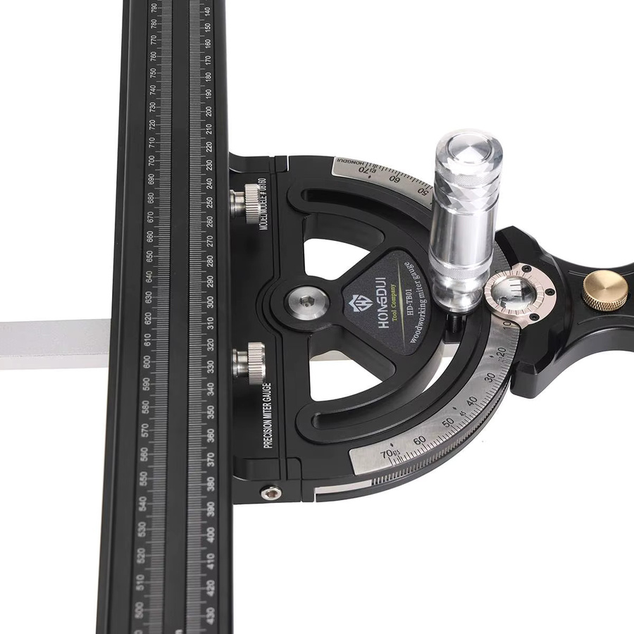 Hongdui HD-MG21 Gehrungslehre mit 850 mm verlängertem Zaun für Tischkreissäge und Frästisch in Schwarz - Bild 3