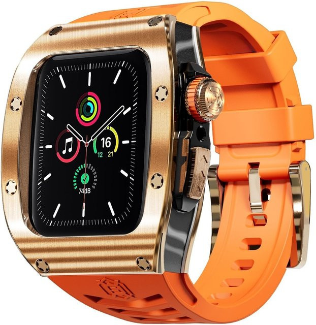 Wigento Uhrenarmband Silikon, Edelstahl, Gold, Unisex - Bild 1