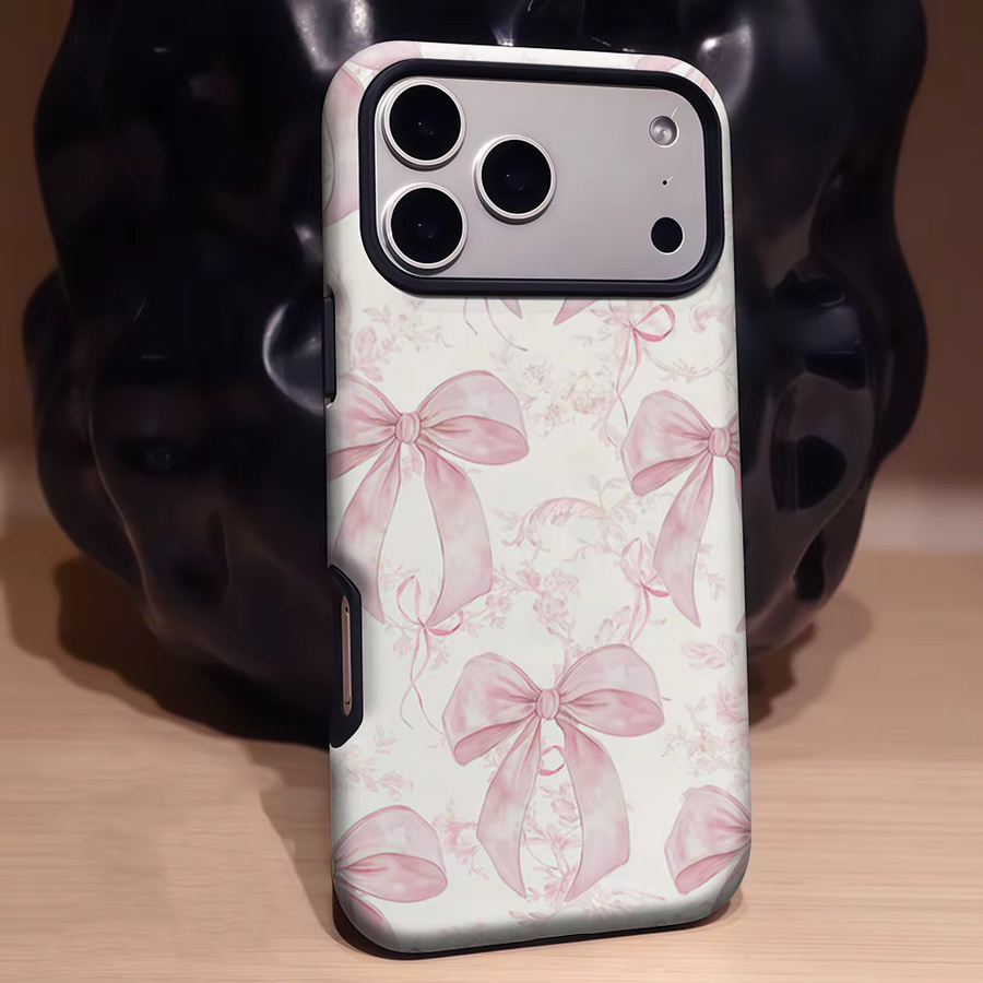 Potdemiel Handyhülle mit rosa Schleife für iPhone 17 16 15 14 13 Pro Max Plus, magnetische Double-Layer Tough Case - Bild 2