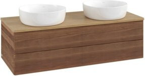 V&B Waschtischunterschrank Antao mit Frontstruktur und Beleuchtung, Farbe Eiche Honig, B/T/H: 120 x 50 x 50 cm - Bild 1