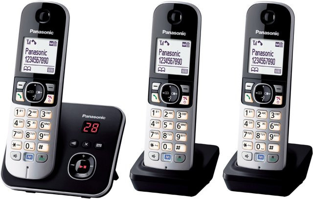 Panasonic KX-TG6823 Trio DECT Schnurloses Telefon mit Anrufbeantworter und Freisprecheinrichtung in Schwarz - Bild 1
