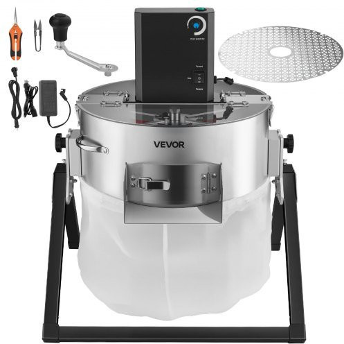 VEVOR 2-in-1 Erntemaschine mit Edelstahlklingen und Trockenrost, manuell und elektrisch betrieben, silber, 370 mm Knospenschneider für Pflanzenknospen und Blumen - Bild 1