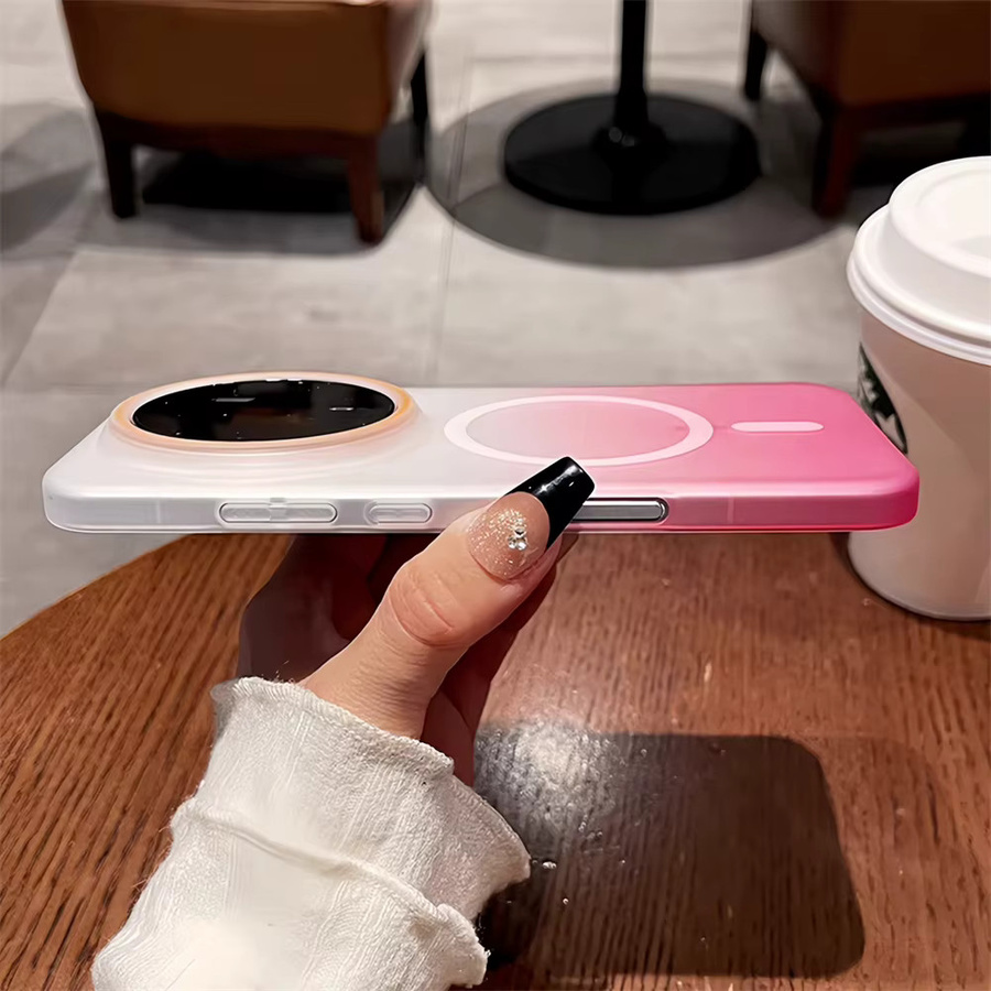 Ultradünne magnetische Schutzhülle mit Farbverlauf für Honor Magic 8, 7 und 6 Pro, transparent grün, matte Hartschale mit kabellosem Laden - Bild 3