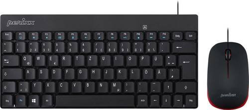 Perixx PERIDUO-212 USB Tastatur und Maus-Set mit Membran-Technologie, QWERTZ Deutsch, Schwarz-Rot - Bild 1