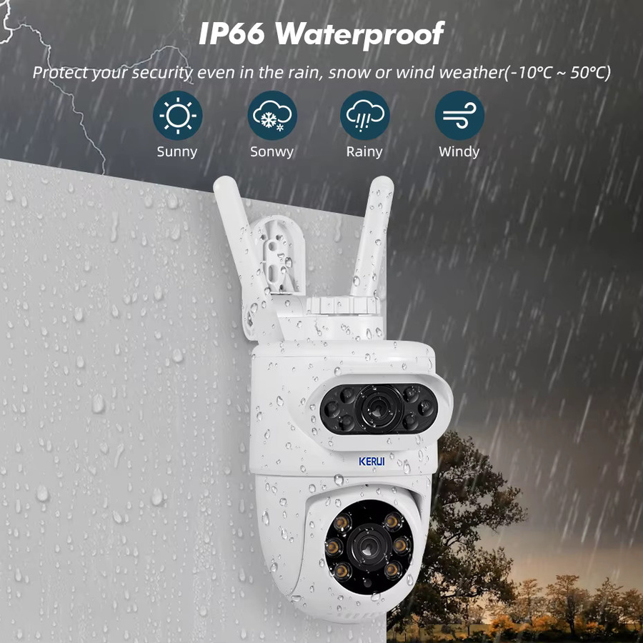 KERUI Dual-Objektiv Sicherheits-IP-Kamera mit 5MP+5MP UHD, 310 Grad horizontale Rotation und 100 Grad vertikalem Winkel, Personenerkennung, wasserdicht und WLAN-fähig für den Außenbereich, Farbe: Weiß - Bild 5