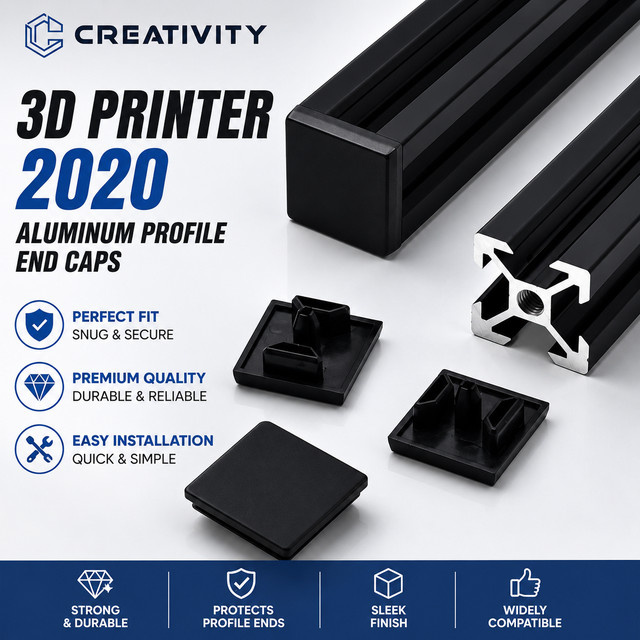Schwarze Endkappen aus Kunststoff für 2020 EU-Aluminiumprofile zum Einsatz im 3D-Druck - Bild 1