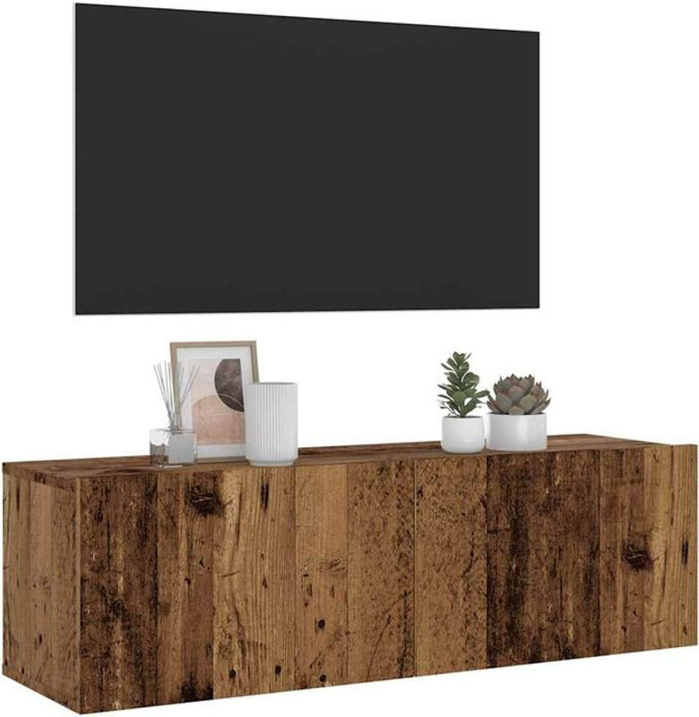 Vidaxl TV-Wandschrank in Altholz-Optik Braun aus Holzwerkstoff B/H/T: 100 x 30 x 30 cm - Bild 1
