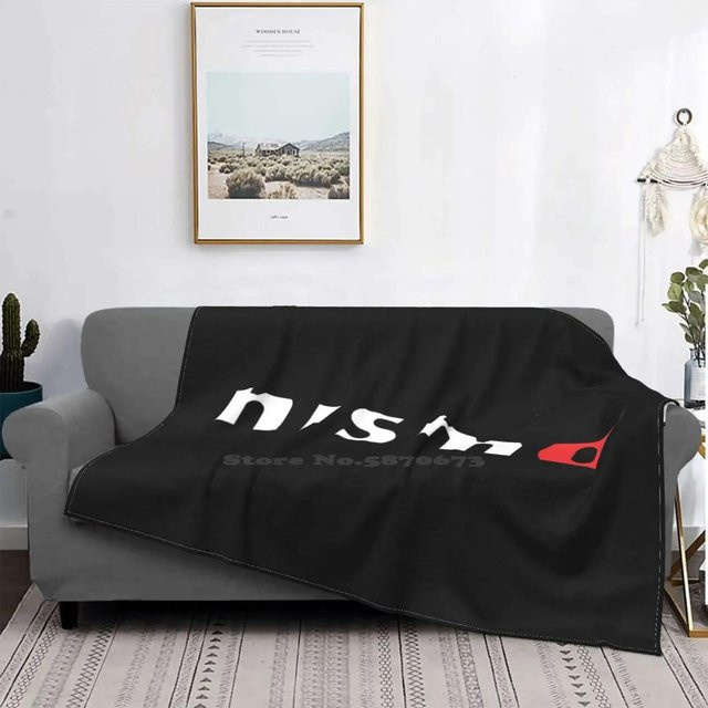Nismo Logo Weiche Decke mit Vintage Auto Grafik in Schwarz, B/B: 130 x 150 cm - Bild 1