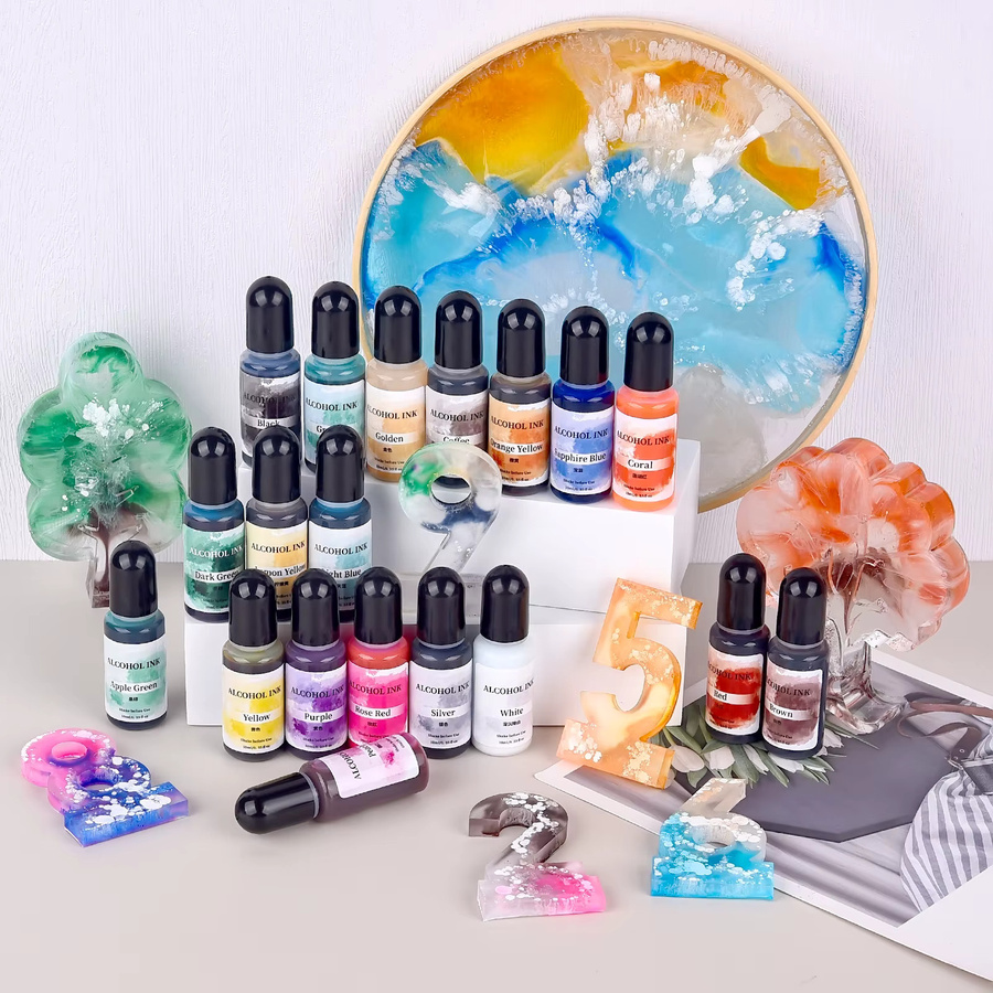 YAKAMOZ Kunstharz Tinte Set mit 30 Teilen in Multicolour, 10 ml pro Flasche, Pigment-Flüssigkeit für Epoxidharz und DIY-Schmuckherstellung - Bild 2