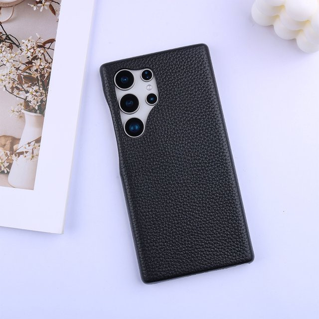 Luxus Handyhülle aus PU-Leder mit Lychee-Muster für Samsung Galaxy S25 S24 S23 S22 S21 S20 FE Note 20 Ultra A52 A53 A54 5G in Schwarz oder Weiß - Bild 1