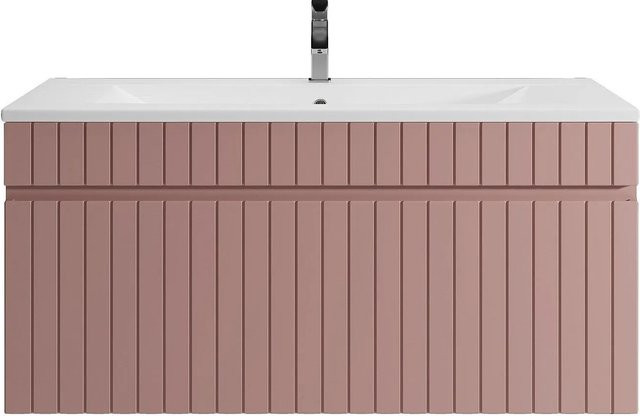 Vente-unique Einzelwaschtisch Satara in Puderrosa mit Streifenoptik, Breite: 100 cm - Bild 1