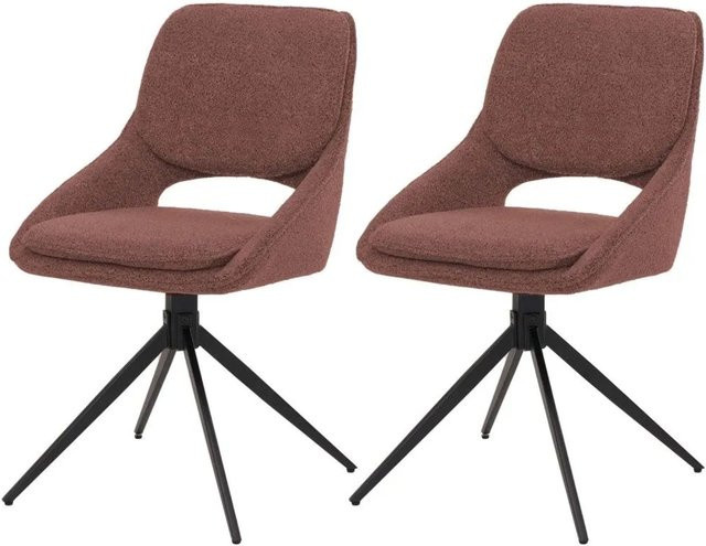 2er-Set MCW Esszimmerstuhl N73 drehbar mit Auto-Return in Braun aus Textil Boucle - Bild 2