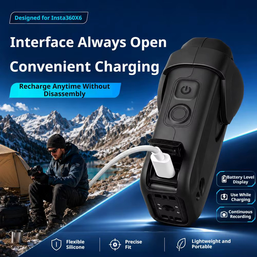 Insta360 X6 Silikonhülle und Objektivschutz-Set in Schwarz für deine Action-Kamera - Bild 4