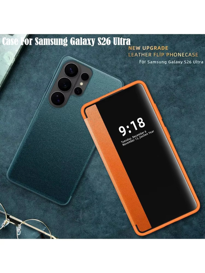 Lederne Klapphülle mit Kartenfach und Pin-Position für Samsung Galaxy S26 Ultra S25 S24 Plus S23 S22 in Lila - Bild 3