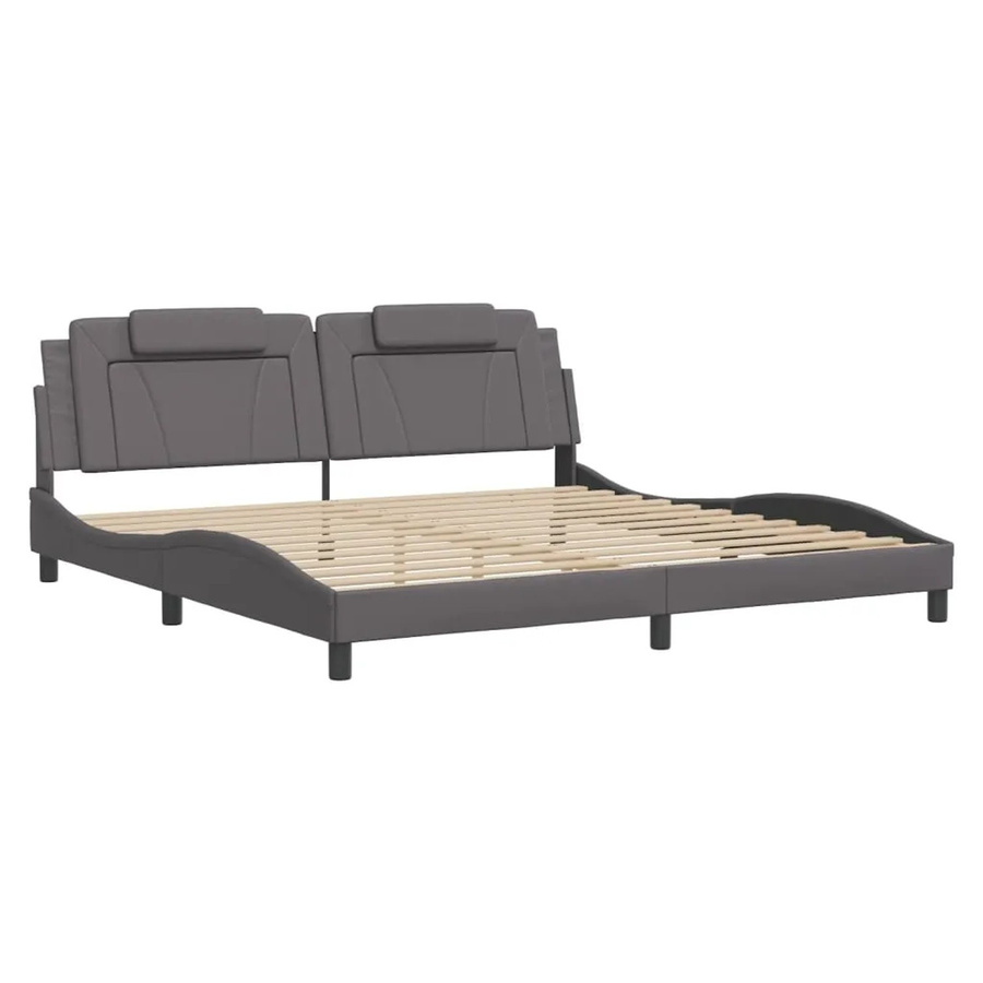 vidaXL Bettgestell Viana in Grau mit LED-Unterbettbeleuchtung und USB-Ladeport aus Kunstleder B/T/H: 200 x 200 x 218 cm - Bild 2