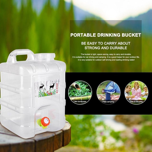 Alloet Tragbarer Wassertank mit Zapfhahn für Camping und Picknick, Transparent, 24 l - Bild 1