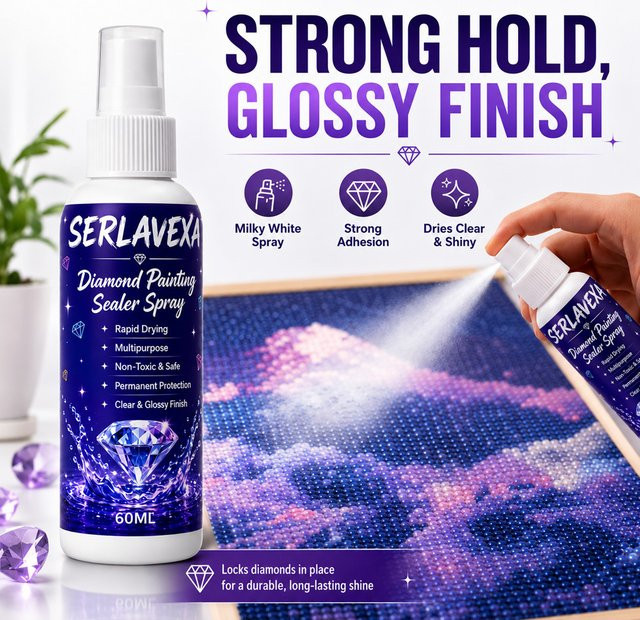 SERLAVEXA Diamantmalerei-Versiegelungsspray mit glänzendem Finish für Perlen-Leinwand-Sets, transparent, 60 ml - Bild 1