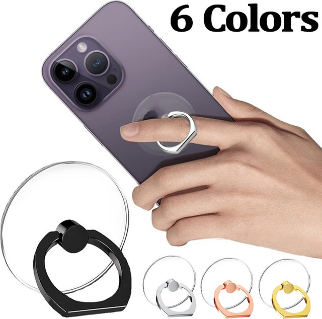 Transparenter Handy-Ringhalter mit 360 Grad drehbarem Ständer in Silber für iPhone, Huawei und Samsung - Bild 1