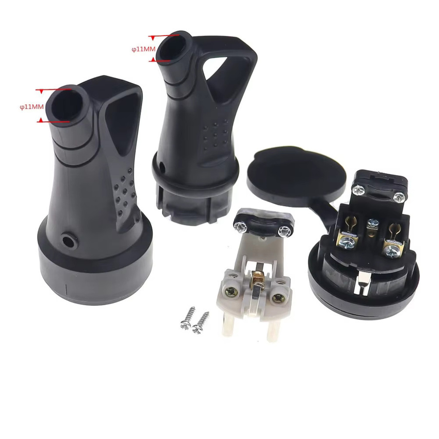 SUITU High Power Industriesteckdose aus Gummi, wasserdicht und geerdet, Schwarz, 16 A, 250 V, mit EU-Stecker und männlicher sowie weiblicher Steckdose - Bild 4