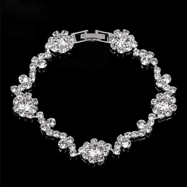 Armband Silber, Messing, Zirkonia, Kristall, Damen - Bild 1