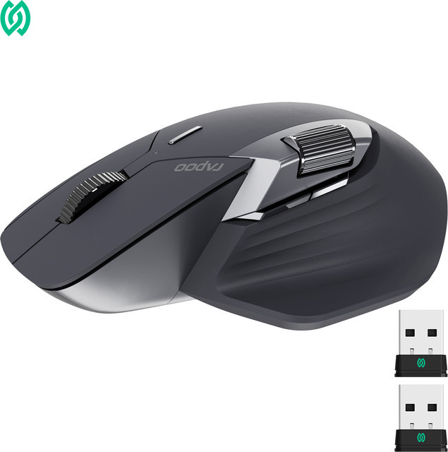 Rapoo MT760PRO Kabellose Maus in Schwarz mit NearLink und Bluetooth 5.0, 12000 DPI, 2K Polling Rate, Ergonomisches Design für Arbeit und Gaming mit leisen Klicks - Bild 1