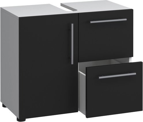 VCM Badunterschrank Flandu modern in Weiß und Schwarz mit Regalböden und Schubladen, B/H/T: 61 x 51 x 32 cm - Bild 1