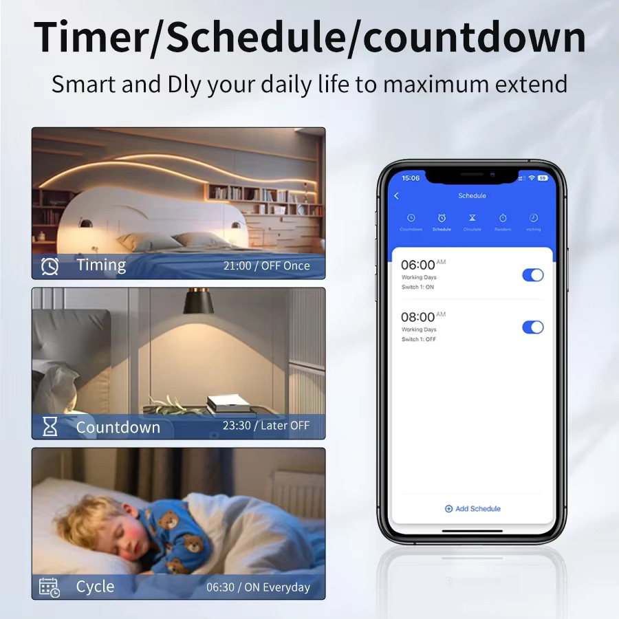 Tuya WiFi Smart Switch 16A Intelligenten Unterbrecher mit Smart Life App Steuerung und Alexa Google Assistant kompatibel, Weiß - Bild 4