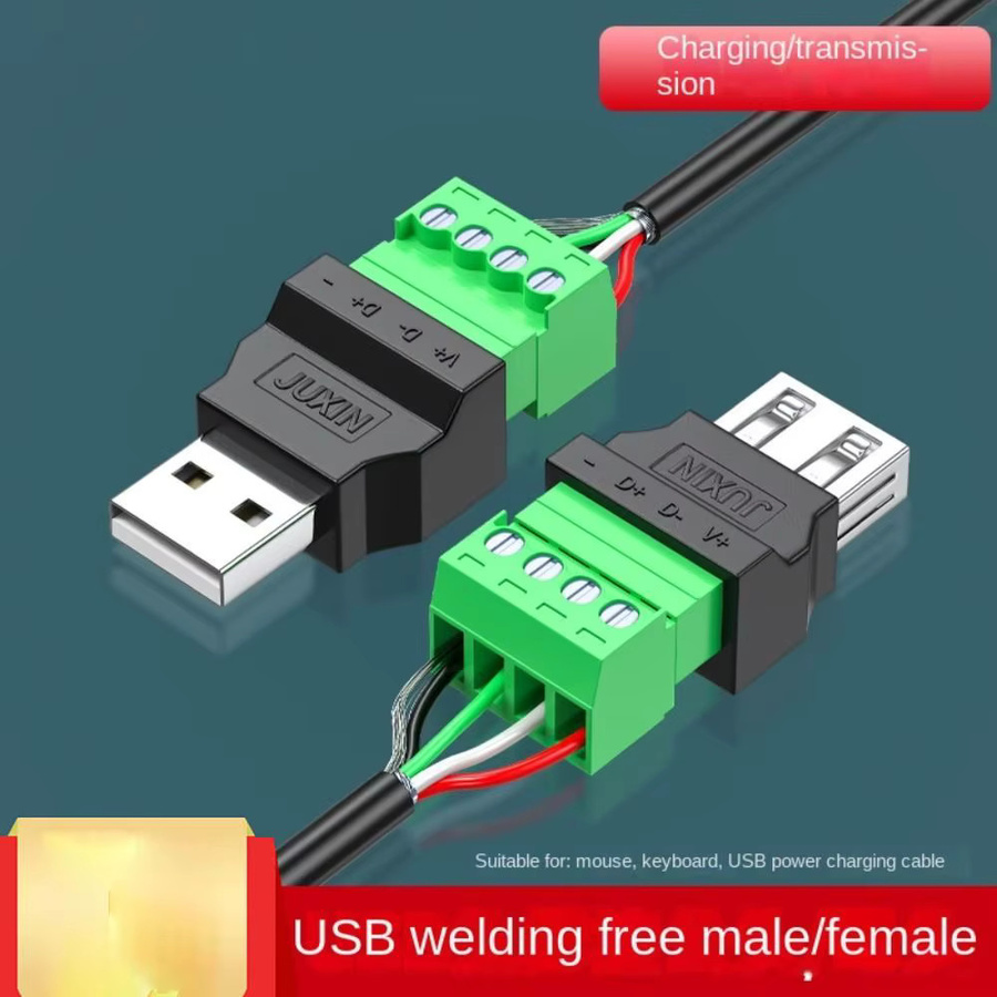USB 2.0 Typ A Adapter-Stecker mit 4-poligen Schraubklemmen in Schwarz - Bild 4