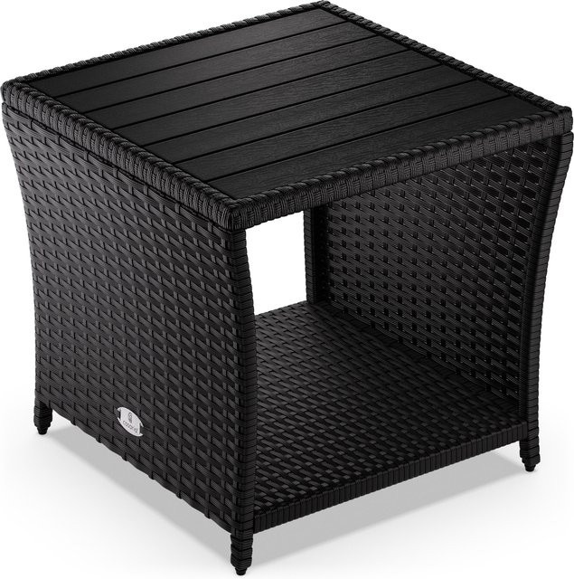 CASARIA Beistelltisch Vedis aus Polyrattan und WPC in Schwarz für In- und Outdoor, B/T/H: 45 x 45 x 40 cm - Bild 1