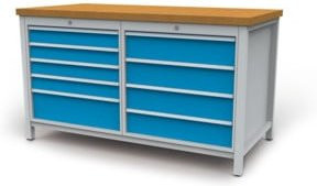 Bedrunka+Hirth Kastenwerkbank R 24-24 in Grau und Blau, B/T/H: 150 x 75 x 95,9 cm - Bild 1