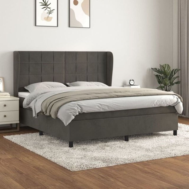 Vidaxl Boxspringbett mit Matratze in Anthrazit aus Samt, B/T: 180 x 200 cm - Bild 1