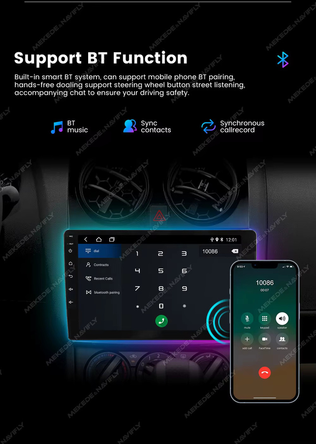 MEKEDE Multimedia Auto Radio mit WiFi und Carplay für Peugeot 508, Schwarz - Bild 3