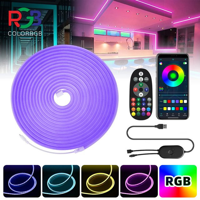 Flexibles RGB LED Neon Lichtseil mit App-Steuerung und Musik-Sync, 10m, Multicolour - Bild 1