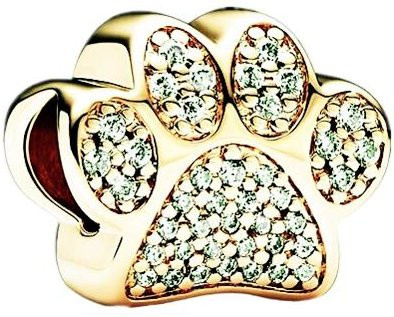 Charm-Perlen-Komponenten Katze & Hund Pfotenabdruck, Gold, Zirkonia, Damen - Bild 1