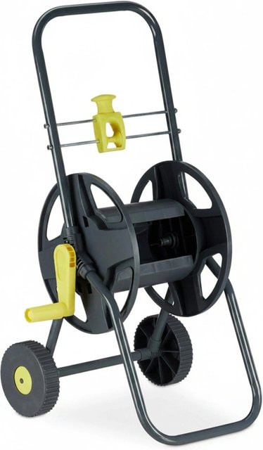 Relaxdays Schlauchwagen aus Stahl in Grau und Gelb, fahrbar, B/T/H: 76,5 x 44 x 41 cm - Bild 1