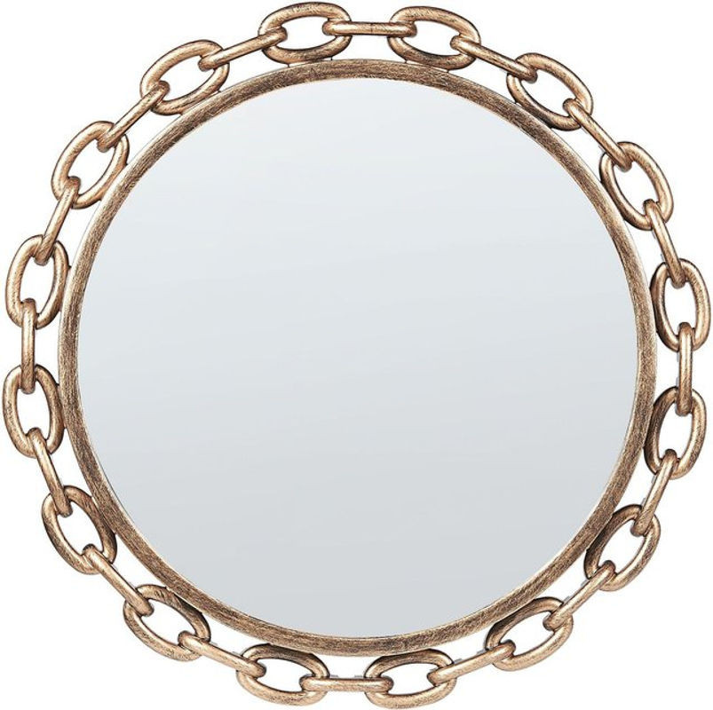 Beliani Wandspiegel Gold Rund mit Kettenrahmen im Vintage-Stil Durchmesser: 46 cm - Bild 1